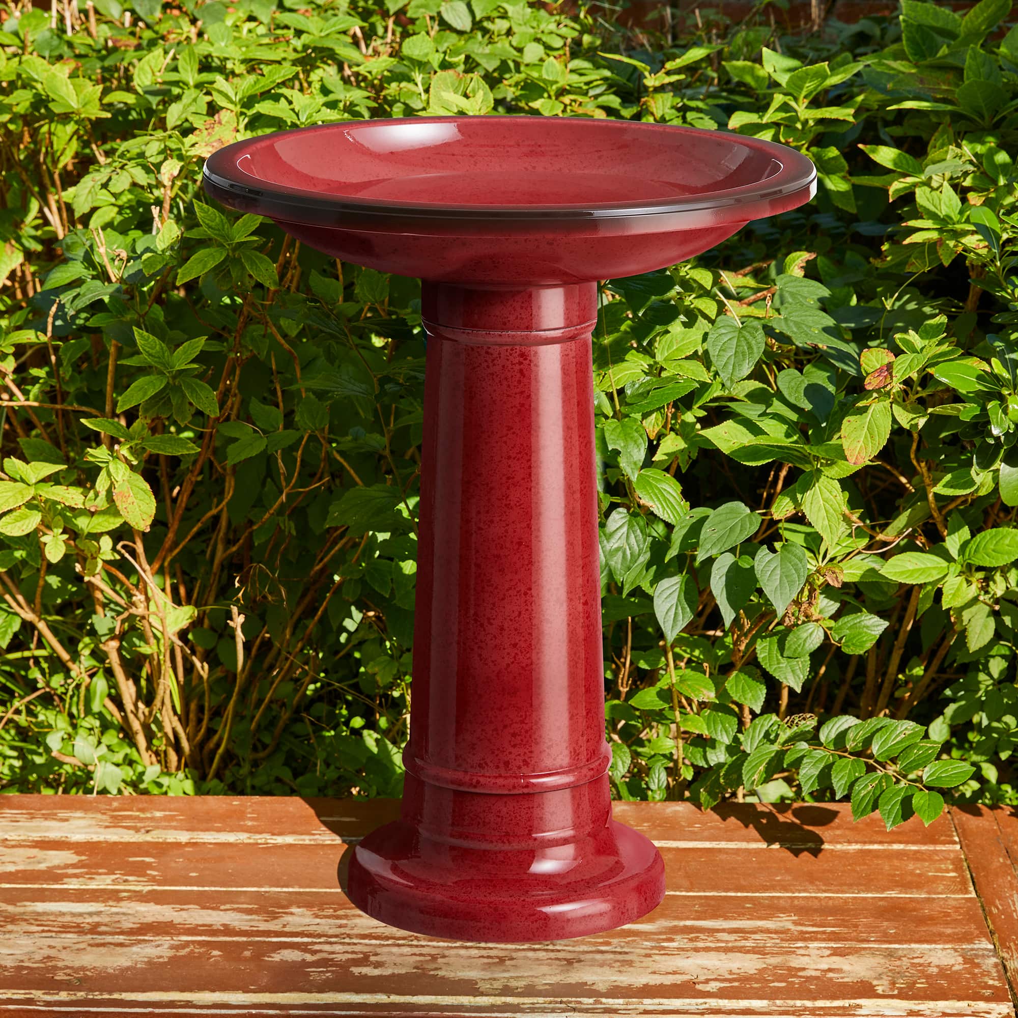 Glitzhome® 21.5" Faux Ceramic Tall Pedestal Birdbath